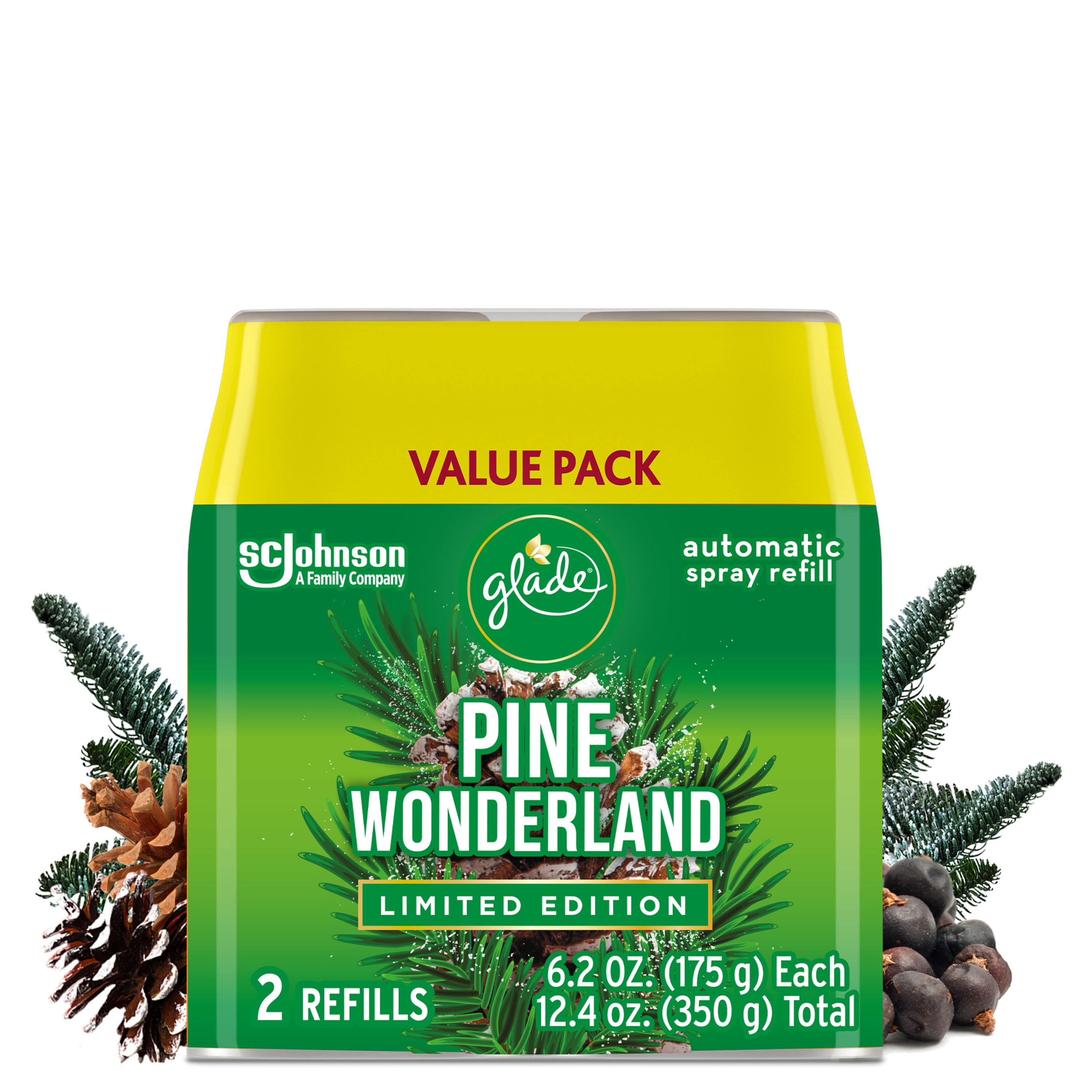 Glade Automatic Spray, Refill, Pine Wonderland, Large, 2 x 6.2 oz