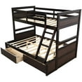 thumbnail image 3 of Harper & Bright Designs Twin Over Full Bunk Bed with Ladder and Storage Drawers Bunk Bed Frame, Espresso, 3 of 7
