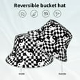 thumbnail image 2 of Yiaed Ying Yang Checkered Print Reflective Stripe Bucket Hat Unisex Funny Outdoor Fisherman Cap Beach Sun Hat, 2 of 5