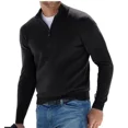 thumbnail image 2 of Sudadera de otoño para hombre, jersey cálido de color liso con media cremallera, suéter informal ajustado con cuello en V y manga larga, sudadera para hombre, top de invierno, 2 of 5