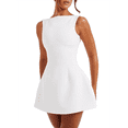 thumbnail image 1 of Robe Moulante d'Été Sans Manches à Fermeture Éclair Col Montant Ajustée Mini Robe de Soirée Boîte de Nuit pour Femmes Blanc P, 1 of 9