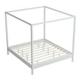 thumbnail image 4 of MODERNLUXE King Size Canopy Bed Frame,Platform Bed with Wooden Slats Support,Easy Assembly,White, 4 of 7