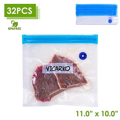 VICARKO Vacuum Sealer Zipper Bags BPA Free with Air Valve Double Layers