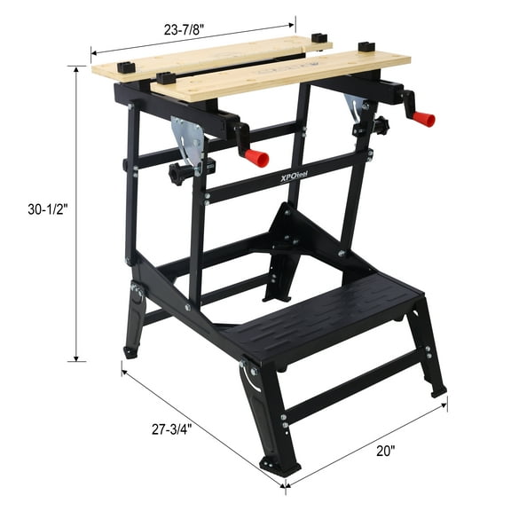 Multifunctional Workbench, Portable Foldable Workbench, Holds Up to 550 Pounds, with Adjustable Jaws, Vertical Clamping and Four Adjustable Rotating Pins, Suitable for DIY, Woodworking,