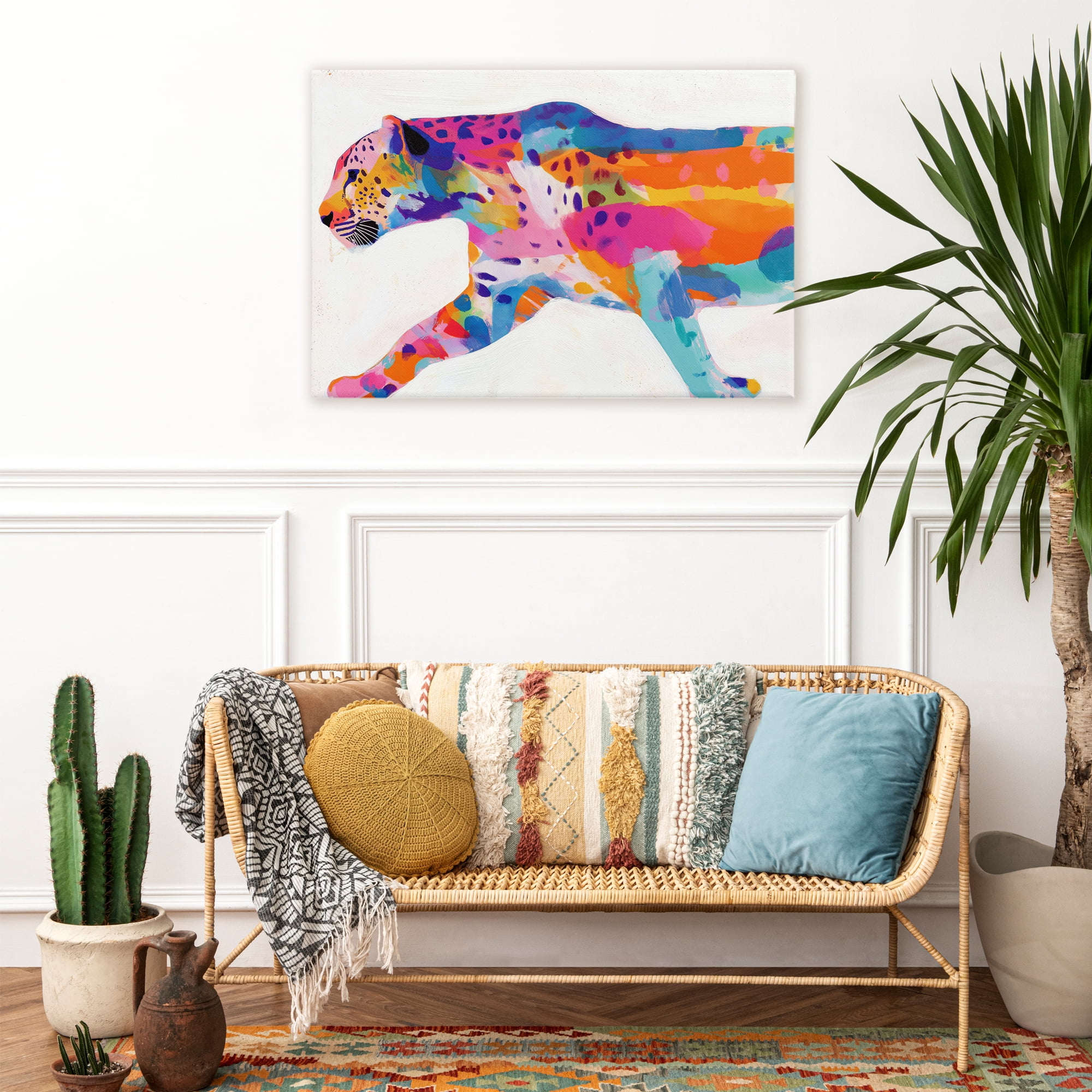 Stupell Industries Vibrant Hued Cheetah In Motion Canvas Wall Art, design by Chromatic Storm Studio