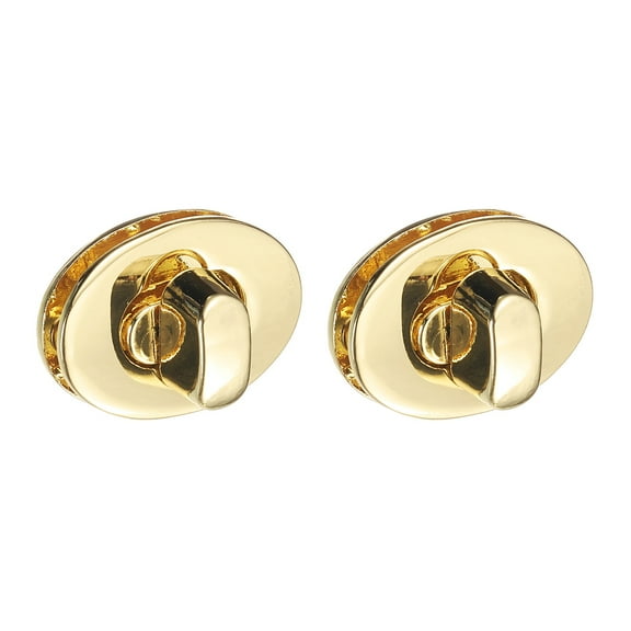 2Pack Twist Turn Lock Clasp, 24 x 16mm Closures Lock Fasteners for Purse Zinc Alloy Oval Bag Closure Clip Hardware Accessories for DIY Handbag Craft, Gold