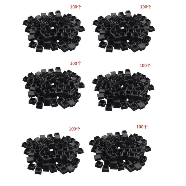 600 Piezas de Insertos de Tubo Cuadrado de Plástico Tapas Ciegas de Extremo 20 mm x 20 mm Negro