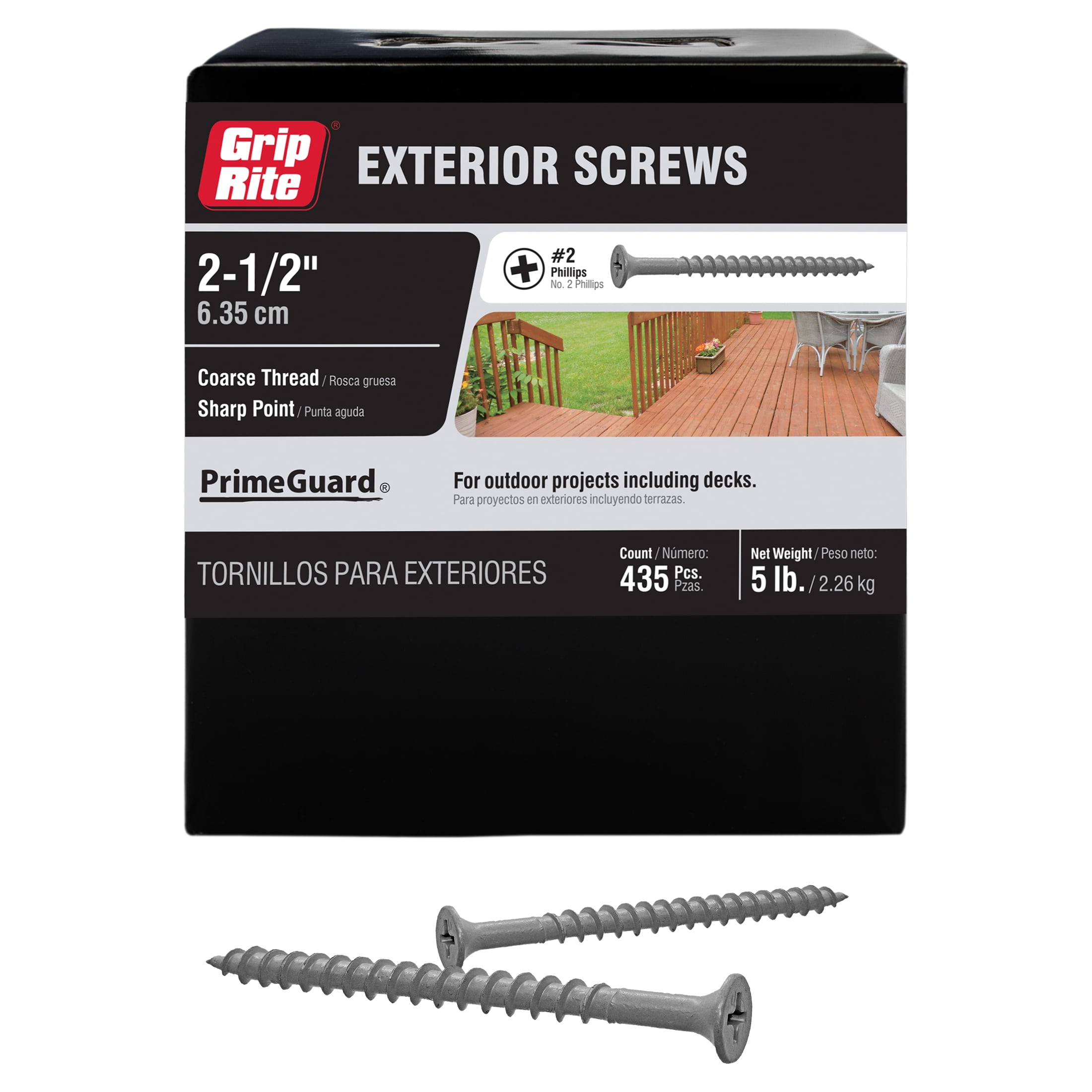(2 pack) Grip-Rite PrimeGuard Ten #8 x 2-1/2 in. Wood to Wood Deck Screw 5 lb.