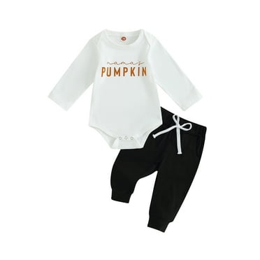 SUNSIOM Ensembles de Pantalons 2 Pcs pour Bébés Garçons Body à Manches Longues Imprimé Lettre et Pantalons à Cordon de Serrage Couleur Unie