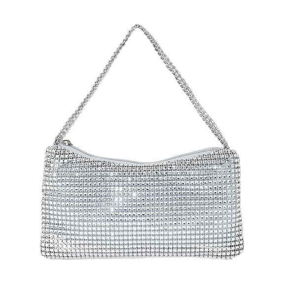Women's Rhinestone Evening Bag Underarm Bag Sparkly Diamond Shoulder Bag Zipper Handbag for Party Club Wedding Prom