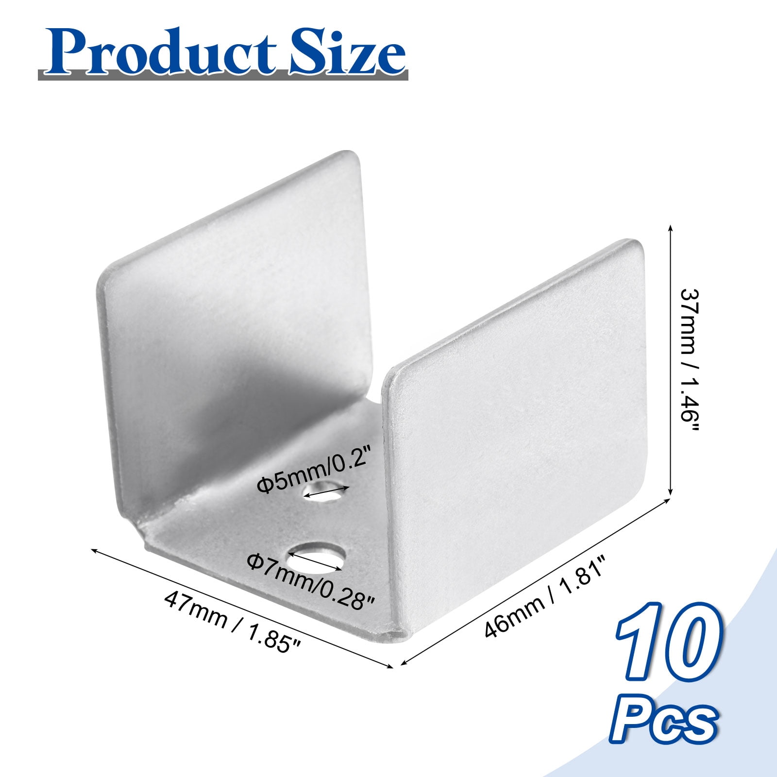 10pcs U Bracket for 1.81" Panels, 47x46x37mm Metal U Shaped Fasteners Brackets