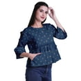 thumbnail image 3 of Moomaya T-Shirt à Manches Cloche pour Femmes Col Rond Imprimé Coton Crop Top Décontracté, 3 of 4