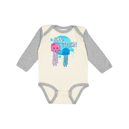 

Inktastic Little Cousin cute jellyfish Gift Baby Boy or Baby Girl Long Sleeve Bodysuit