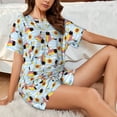 thumbnail image 4 of Bingfone Submarine With Fishes Undersea Print Pajamas Sets for Women Soft Short-Sleeved Pjs with Lounge Shorts Two Piece Sleepwear, 4 of 5