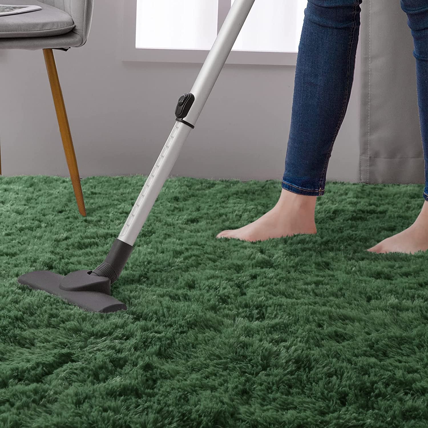 Noahas Super Soft Shaggy Rugs Fluffy Carpets, 3x5 ft, Deep-Green Area Rug for Living Room Bedroom Girls Kids Room Nursery Home Decor, Non-Slip Plush Indoor Floor Bedside Rug, 3x5 Feet Deep-Green