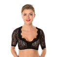 thumbnail image 2 of Blusa tirolés elegante para mujer Blusa tirolesa negra Blusa de encaje para Oktoberfest, 2 of 4