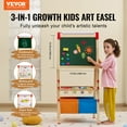 thumbnail image 3 of VEVOR Art Easel for Kids,3-in-1 Wooden Double-Sided Kides Art Easel with Magnetic Whiteboard, Chalkboard, Paper Roll, Adjustable Standing Drawing Board with Painting Accessories, Storage for Boy Girl, 3 of 10