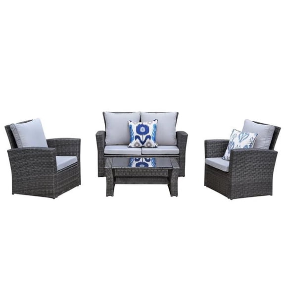 Moootto 4-Piece Modern Stainless Steel Patio Furniture Set in Gray