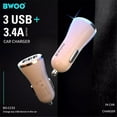 thumbnail image 4 of BWOO - Car Charger with 3 USB Ports, DC 12-24V, 5V 3.4A Output, Flame Retardant Shell, White, 4 of 6