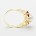 thumbnail image 3 of LBG British Made 14k Yellow Gold Cultured Pearl & Ruby Womens Cluster Ring - 33 size options - Size 11.75, 3 of 5