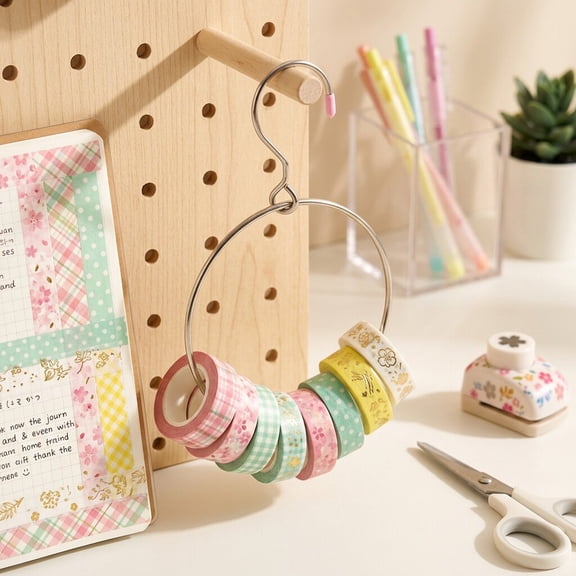 ETEREAUTY 2-Pack Washi Tape Holder Stand in Stainless Steel with Hanging Hook for Office and Craft Use