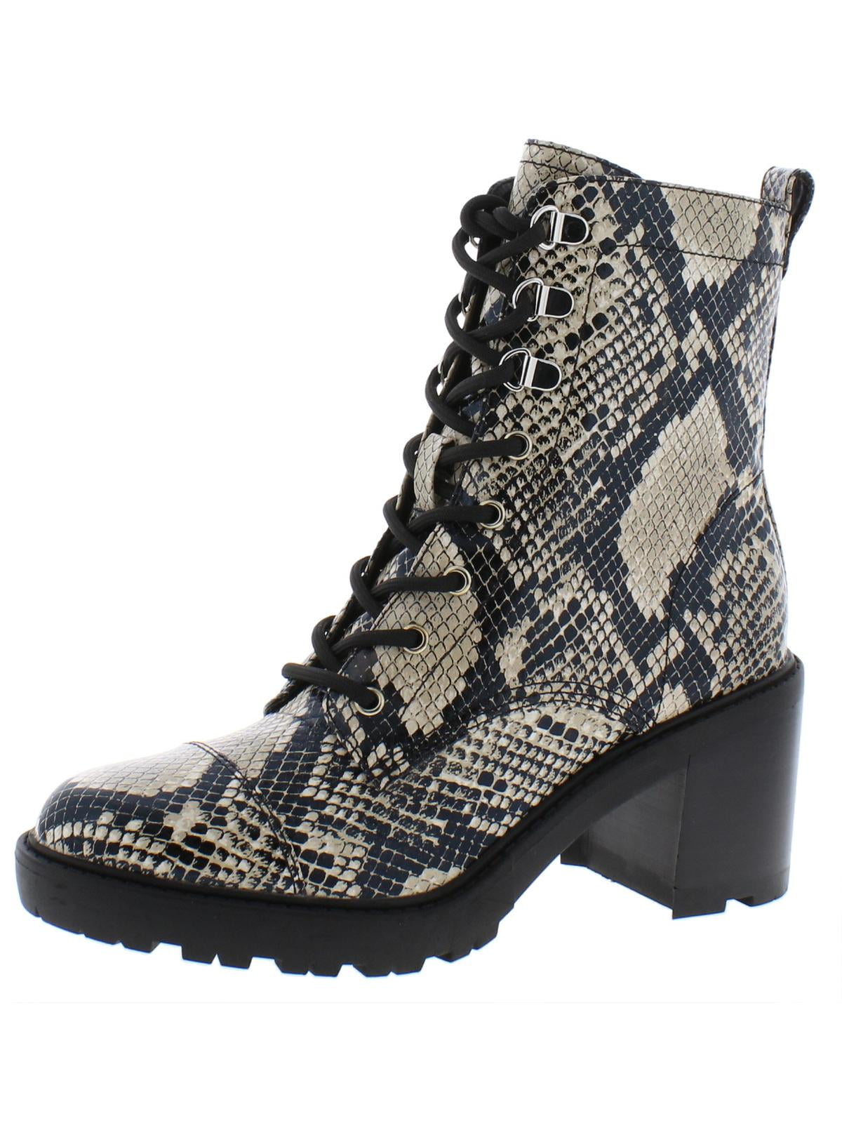 snake print lace up boots