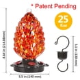 thumbnail image 5 of LUJII Pine Cone Shaped Hand Blown Glass Hummingbird Feeder for Outdoors Hanging, Rust Proof & Leak Proof, 25 fl.oz, Unique Gift for Bird Lover, Garden & Backyard Decor, Red, 5 of 7