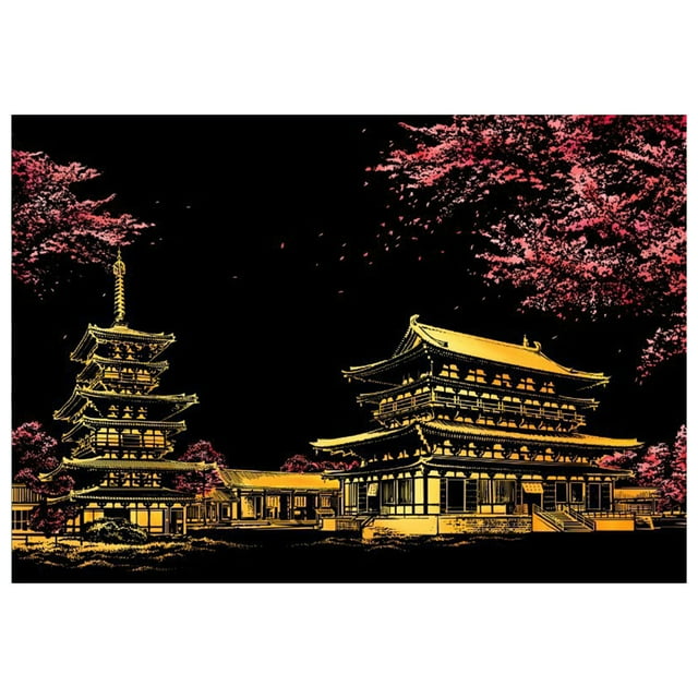 D Scratch Art Cityscape Postcards Cherry Blossom Theme Set Of 2 Scratch Paper Art Kit For Kids And Adults Creative Fun Activity Perfect Gift
