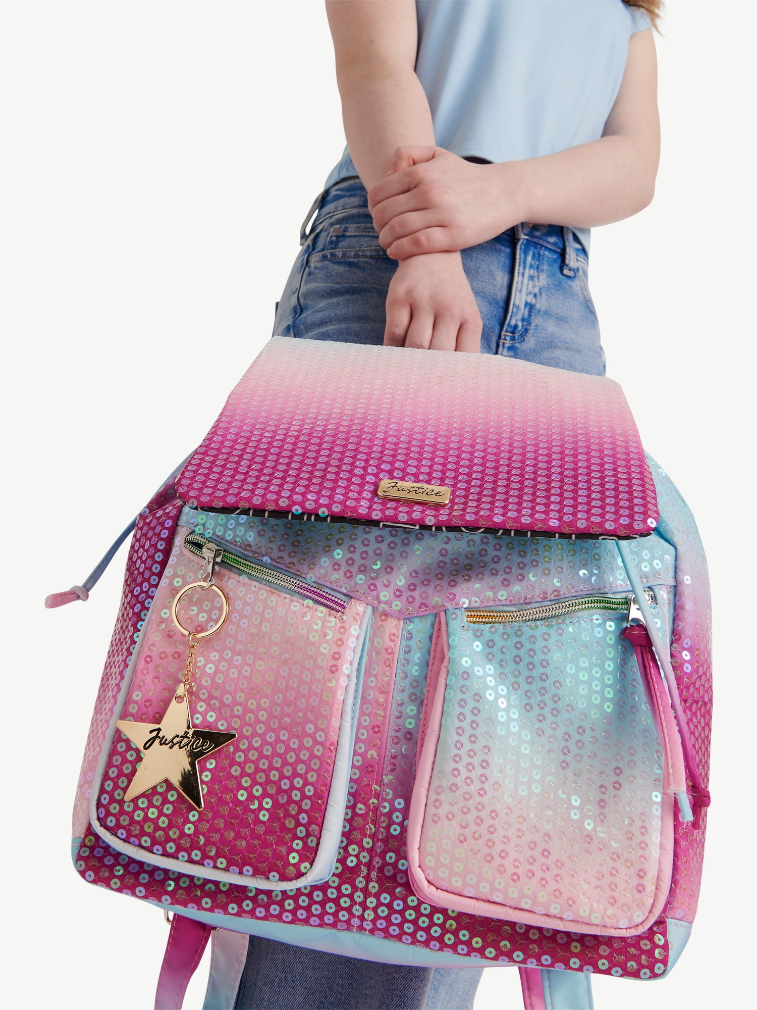 Justice Girls Sequin Rucksack Backpack, Ombré