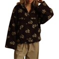 thumbnail image 3 of Sudadera de Mujer de Felpa Suave con Estampado Floral, de Cremallera, Estilo Suéter, Cómoda y Suave, Ideal para Otoño Marrón M, 3 of 10