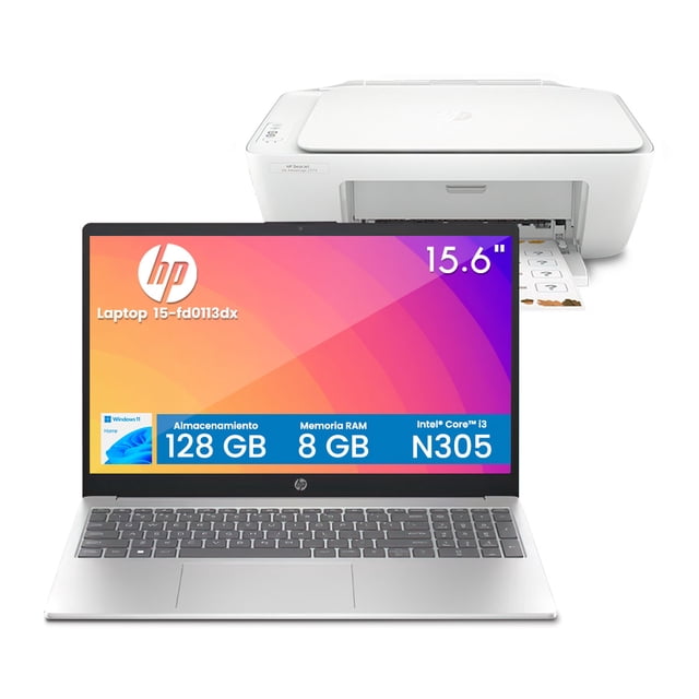 Combo Laptop HP 15.6" HD Intel Core i3-N305 8GB RAM 128GB UFS + Impresora HP