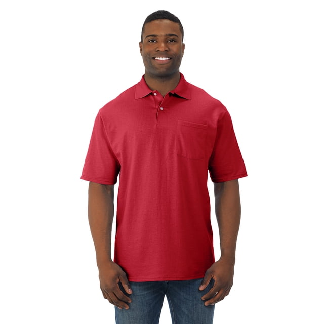 Jerzees Mens SpotShield Short Sleeve Pocket Jersey Sport Shirt, XL, True Red