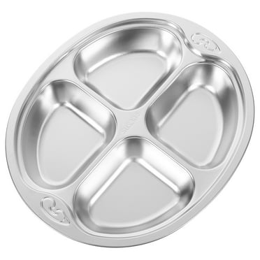 Zehuanyu  Stainless Steel Baby Plates Kids Anti-spread Tray Toys Toddler Silver