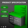 thumbnail image 2 of 2PACK 12V 7Ah LiFePO4 Lithium Off Grid Storage Battery, 2000+ Deep Cycles Rechargeable LiFePO4 Battery With BMS, Lithium Ion Battery For Fish Finder Battery, 2 of 7