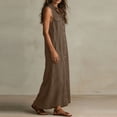 thumbnail image 3 of Lmueinov Women's Cotton-Linen Blend Sleeveless Button Down Shirt Maxi Dress, Collared Casual Long Dress with Pockets S-2XL, 3 of 3