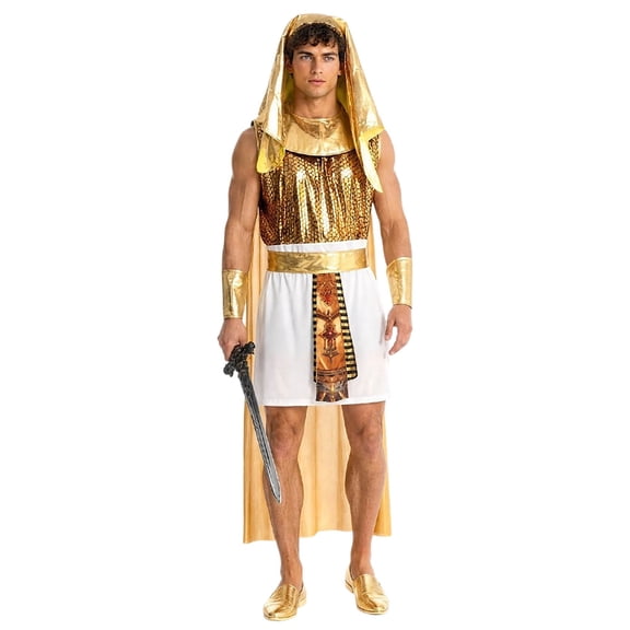 BOOMNY Halloween Mens Pharaoh Dress Up Funny Hallowmas Party Outfits Sets Playful Stage Performance Clothes Set