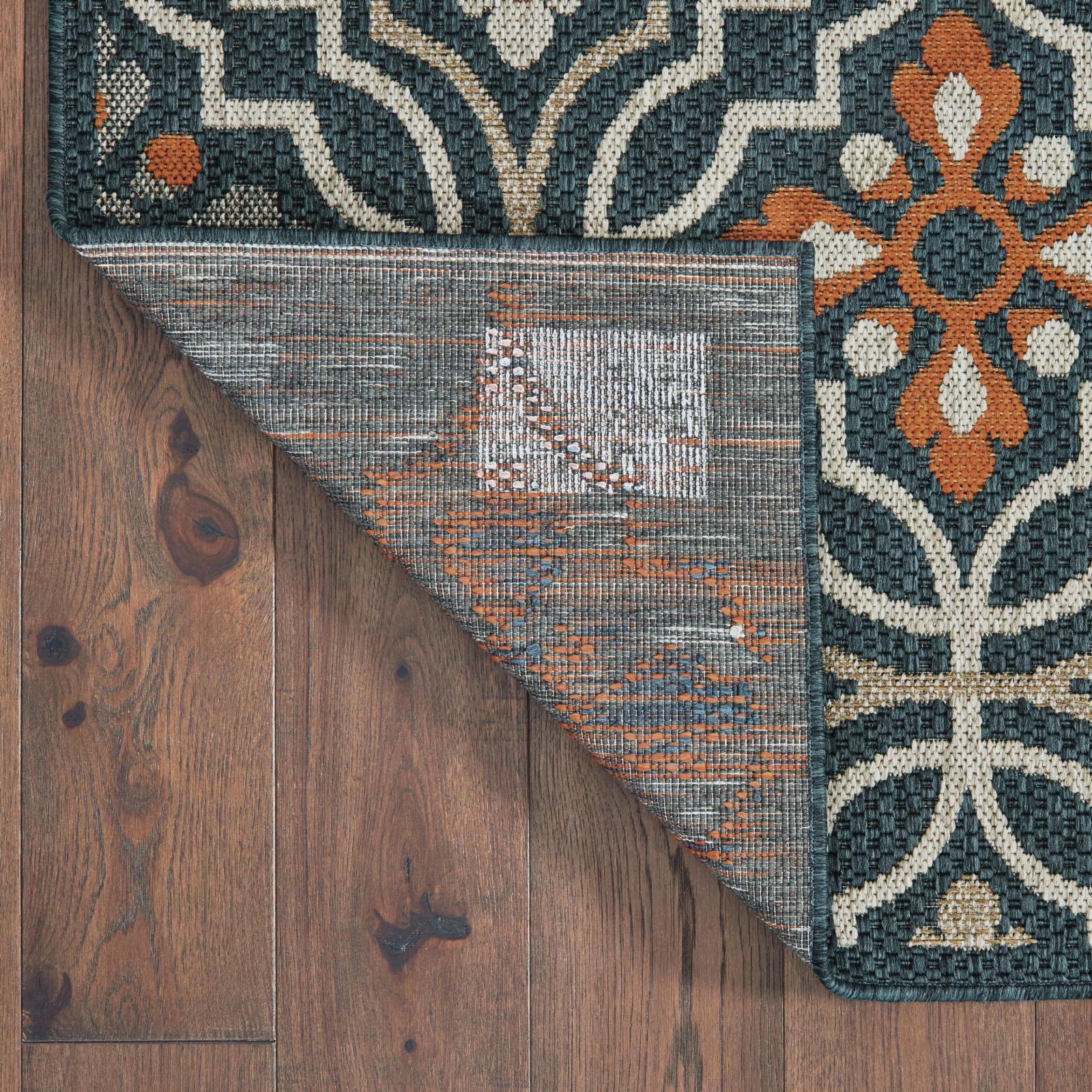 Avalon Home Lakeland Trellis Indoor/Outdoor Rug, 5'3" X 7'3", Grey/ Orange