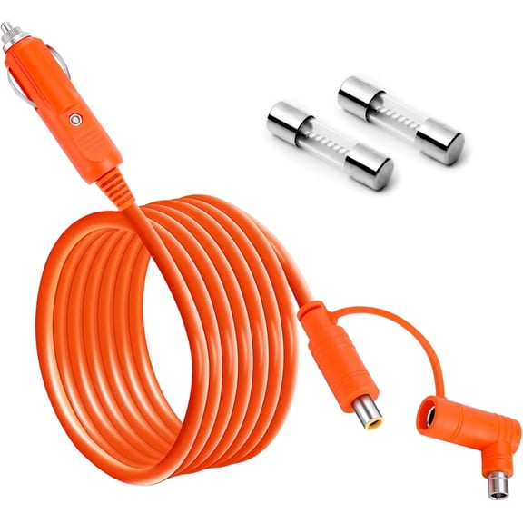 14AWG 12V/24V Car Charger Cable for Jackery Portable Power Station, 2M/6.6FT Fast Charging Cord 15A with DC7909 & DC8020 Plug Adapter for Power Stations, Trucks, RVs, Fridges