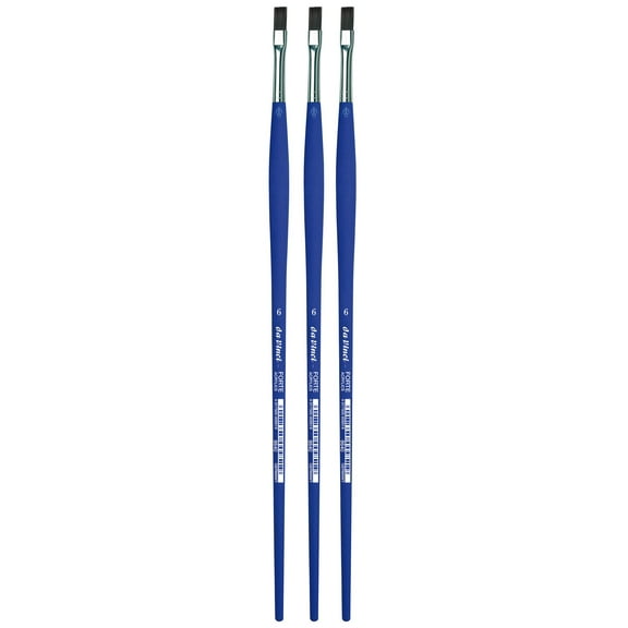 da Vinci FORTE-Acrylics Student Brush, Synthetic, Acrylic & Oil, Flat, Series 8640, Size 6, Pack of 3