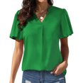 thumbnail image 2 of Mujeres sueltas casual manga corta cuello pico sólido casual blusa camiseta túnica tops OAVQHLG3B Store  lin121212, 2 of 5