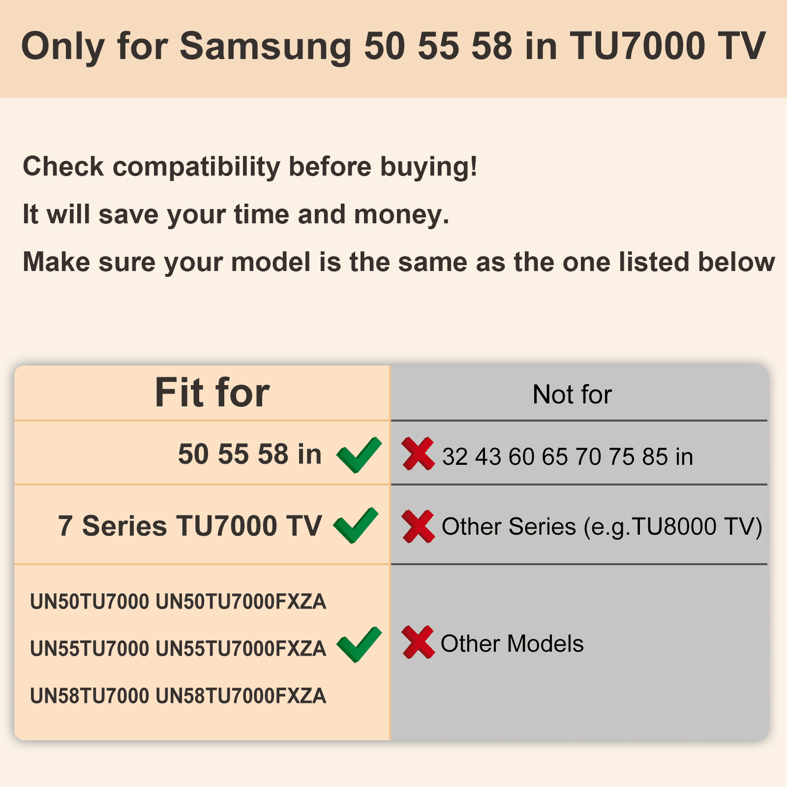 TV Stand for Samsung TV Legs, Only for UN50TU7000 UN55TU7000 UN58TU7000 UN58TU7000FXZA UN55TU7000FXZA UN50TU7000FXZA BN63-18871A, Please Measure the TV Bottom Holes Size Before Purchase (Black)