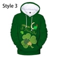 thumbnail image 2 of Sudadera con capucha y estampado de trébol de cuatro hojas para mujer y hombre, ropa con estampado 3D, para otoño e invierno, popular, para el día de San Patricio, 2 of 5