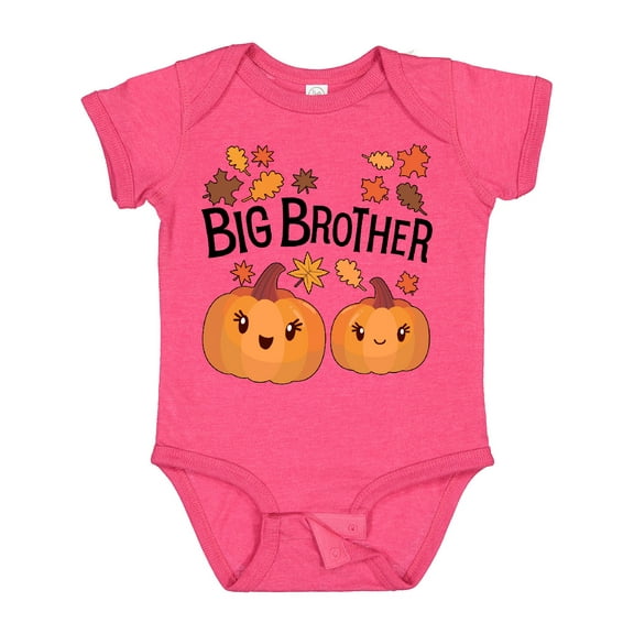 Inktastic Big Brother Pumpkins with Fall Leaves Boys Baby Bodysuit