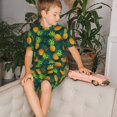 thumbnail image 4 of Balery Pineapples with Palm Leaves Conjunto de Pijama Infantil de Manga Corta con Estampado – Ropa de Dormir de Algodón Suave-Small, 4 of 6