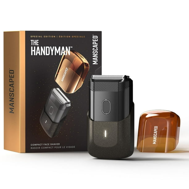 Afeitadora facial compacta MANSCAPED® The Handyman™: afeitadora facial portátil de viaje para hombres, recargable por USB-C, afeitadora facial eléctrica de láminas, cuchillas de lámina SkinSafe® de do