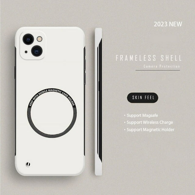 Hard PC Frameless Magnetic Phone Case For iPhone 14 Pro Max 13 12 11 Pro Mini 15 14 Plus Magsafe Matte Thin Cover