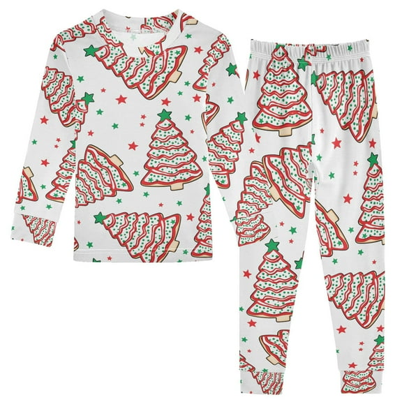 joogoo Christmas Tree Cakes 2 Piece Long Sleeve Tee and Pants Cotton Pajama Set 5Y