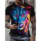 thumbnail image 3 of Camiseta con estampado gráfico de tigre colorido para hombre de talla grande para verano, camisetas casuales de manga corta a la moda para hombres grandes y altos, 3 of 5