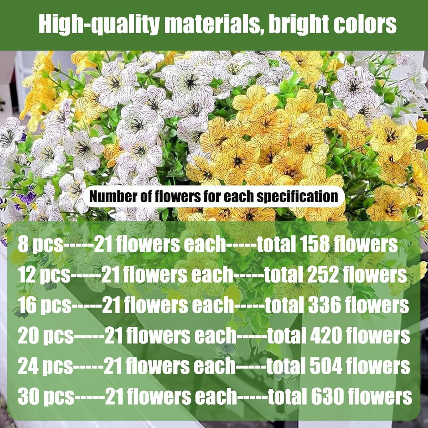 Yocowell Artificial Flowers, No Fading No Odor, Intrinsici Flowers,UV Resistant Artificial Flowers for Spring/Summer/Antumn Decor, No Maintenance