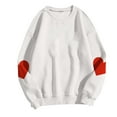 thumbnail image 4 of Elvqul Crew Necks Sweatshirt for Women White Pullover Sweatshirts Loose Fit Long Sleeve Hoodless Graphic Womens Hoodies Fall, 4 of 5